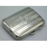 A 1922 Birmingham silver cigarette case by Joseph Gloster Ltd. monogrammed, 79.9g