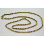 A 9ct gold rope chain, 18in long, 2.8g