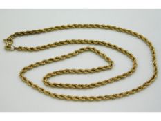 A 9ct gold rope chain, 18in long, 2.8g