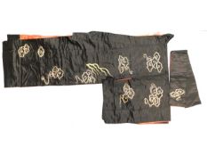 An early 20thC. Japanese silk Kimono robe with gold decor, 51.5in long, some wear to silk. Further i