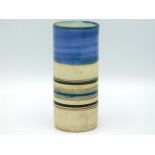 A Troika pottery cylindrical vase by Sylvia Valance, bought in 1967, St. Ives mark to base, 5.75in t