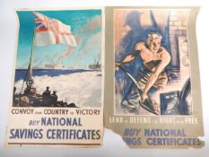 A British WW2 Rowland Hilder designed National Savings & Certificates wartime propaganda poster "Con