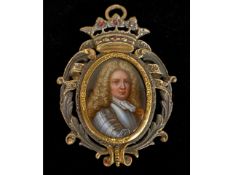 Jean Petitot (1607-1691), an enamel miniature portrait of the Dauphin wearing armour, set within a y