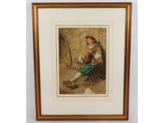 A framed William John Wainwright (1855-1931) watercolour titled "The Ballad Singer". Wainwright was