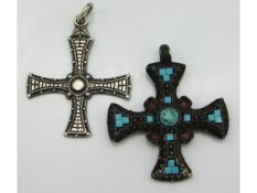 A Victorian silver Cuthbert cross by Deakin & Francis, 1896, 9.1g, twinned with later Miracle fashio