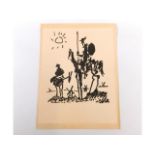 A Pablo Picasso lithograph print of Don Quixote published by Nouvelles Images, 20in x 15in