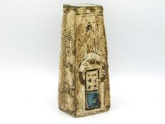 A Troika pottery coffin vase by Linda Hazel, bought in 1973, 6.75in tall
