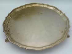 A 1933 Sheffield silver Cooper Brothers & Sons Ltd. footed tray, 14.25in diameter, 1460g
