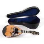 A cased good Neapolitan mandolin by Raffaele Calace & Figlio, 1934, decorated with tortoiseshell & w