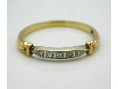 A Birks gold ring set with small diamonds, marked 14ct & 18ct, 1.6g, size M