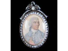 John Smart (1741-1811), a miniature portrait of Sir. George Saunders, wearing pale blue coat & waist