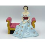 A Paragon porcelain figure of woman seated titled Lady Marguerite by Reginald Johnson, 6.25in wide x