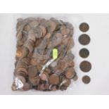 A bagged quantity of mostly UK copper coinage