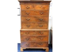 A George III mahogany chest on chest, some faults,