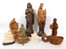 Several carved wood figures of religious interest,