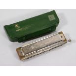 A cased Hohner harmonica 270 Super Chromonica, G K