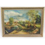 After John Constable, Flatford Mill, gilt framed o