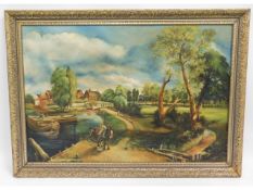 After John Constable, Flatford Mill, gilt framed o