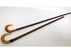Two Pennine walking canes with horn handles, 43.5i