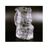 A Whitefriars glass character jug, 6.5in tall