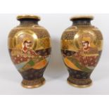A pair of Japanese Satsuma vases, 9in high