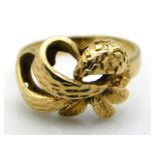 A 9ct gold ring of organic design, size M/N, 3.7g