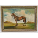 A gilt framed oil painting of champion NH racehors