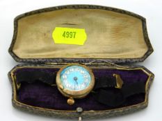 An antique ladies 9ct gold cased watch, a/f with e