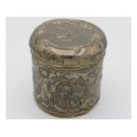 A 1912 Chester silver lidded box with embossed dec