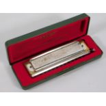 A cased Hohner harmonica 270 Super Chromonica, G K