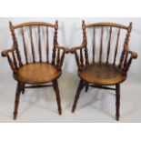 A set of eight antique farmhouse penny chairs incl