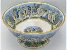 A large 19thC. continental porcelain punch bowl de