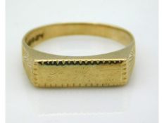 A 9ct gold ring inscribed "Rebecca", size R/S, 3.4