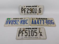 Four Nigerian number plates including two police,