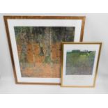 Two framed decorative prints including Klimt, larg