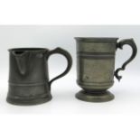A Victorian pewter pint tankard, Red Lion inscribe