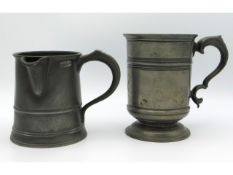 A Victorian pewter pint tankard, Red Lion inscribe