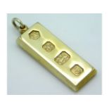 A 1979 Carrs of Sheffield silver gilt ingot pendan