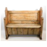 A 19thC. pine church pew, 44in wide