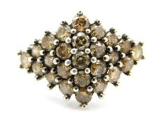 A 9ct gold champagne diamond cluster ring, size O,