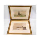 A pair of framed early 20thC. watercolours, indist