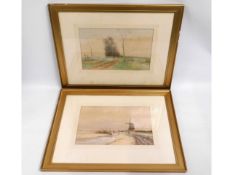 A pair of framed early 20thC. watercolours, indist