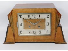 An art deco period mantle clock, 15.5in wide x 8.7