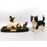 A Beswick Siamese cat & mouse, "Watch It" twinned with a Coppercraft cat