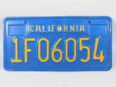 A California number plate, 12in wide
