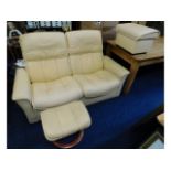 A leather two-seater Ekornes reclining sofa with f