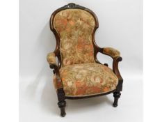 An antique salon chair, 36.5in high to back