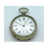 An antique English level pocket watch, lacking sec