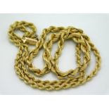 A 9ct gold rope chain, 24in long, 11.6g