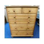 A modern pine chest of drawers, 32.5in wide x 42.2